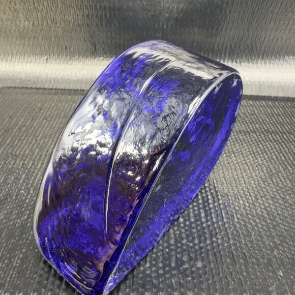 Blenko Candle Holder Tear Drop Taper Candle Holder Single Cobalt Blue Heavy VTG - Picture 6 of 11